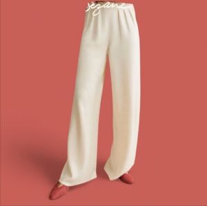 Sezane LouLou 100% Merino Wool Wide Leg Trousers sz S